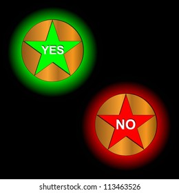 Buttons yes and no on a black background