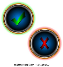 Buttons yes and no on a white background