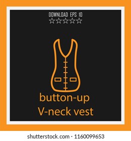 button-up V-neck vest vector icon