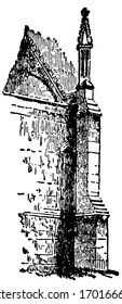 Buttress, Flying Buttress, architecture, gothic,  vintage line drawing or engraving illustration.