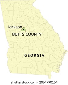 Butts County And City Of Jackson Location On Georgia State Map