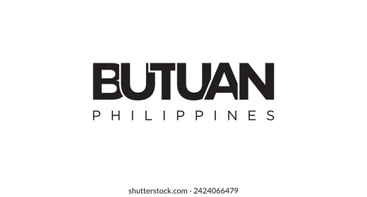 Butuan in the Philippines emblem for print and web. Design features geometric style, vector illustration with bold typography in modern font. Graphic slogan lettering isolated on white background.
