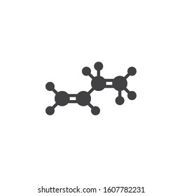 Butylene molecular structure vector icon. filled flat sign for mobile concept and web design. Butene C4H8 chemical formula glyph icon. Symbol, logo illustration. Vector graphics