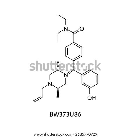 Butyrfentanyl molecular structure, potent synthetic opioid analgesic associated with recreational misuse and overdose, clean scientific vector diagram, flat skeletal chemical formula isolated