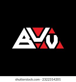 Diseño del logotipo de la letra triangular BUV con forma triangular. Monograma de diseño del logotipo del triángulo BUV. Plantilla de logotipo vectorial de triángulo BUV con color rojo. Logo triangular BUV Diseño sencillo, elegante y lujoso