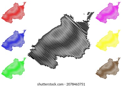 Buxar District (Bihar State, Patna Division, Republic Of India) Map Vector Illustration, Scribble Sketch Buxar Map