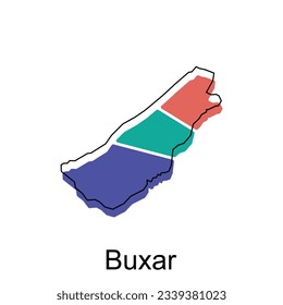 Buxar map illustration design, vector template with outline graphic sketch style isolated on white background