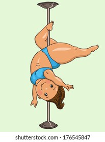 buxom girl dancing pole dance