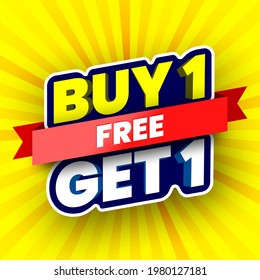 Buy 1, free get 1 sale banner. Vector illustration.