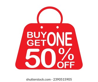 Compra 1 obtener 150% de la señal de la etiqueta roja. Compra 1 obtener 150% de descuento en la pancarta roja. Ilustración vectorial.