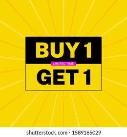 Buy 1 get 1 banner template, special offer poster for your business. Modern vector illustration