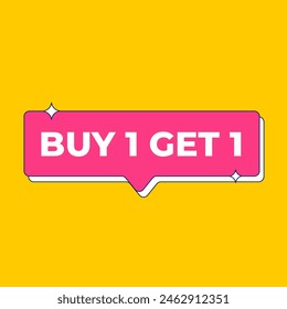 Buy 1 Get 1 Fee Label Vector Template Design Illustration