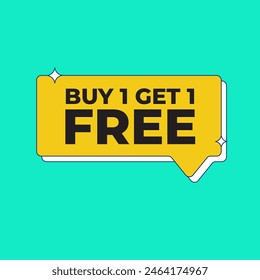 Buy 1 Get 1 Fee Label Vector Template Design Illustration