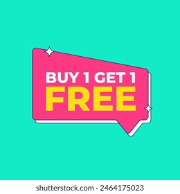 Buy 1 Get 1 Fee Label Vector Template Design Illustration