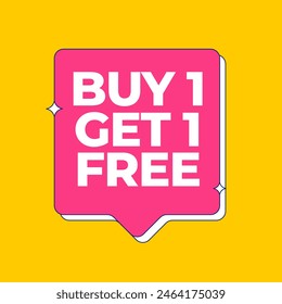 Buy 1 Get 1 Fee Label Vector Template Design Illustration