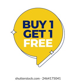 Buy 1 Get 1 Fee Label Vector Template Design Illustration