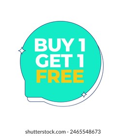 Buy 1 Get 1 Fee Label Vector Template Design Illustration