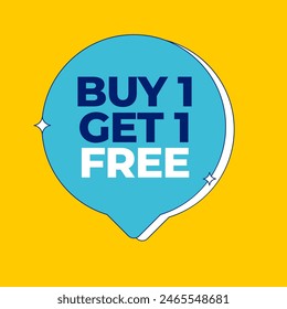 Buy 1 Get 1 Fee Label Vector Template Design Illustration