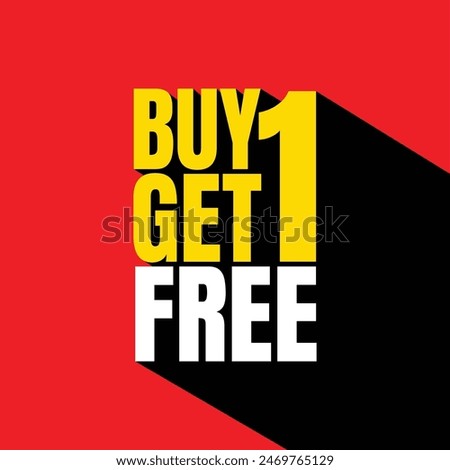 Buy 1 get 1 free 3d typography template design. Modern poster for business special deal buy one get one free. Big sale banner, poster, flyer on a red background.
