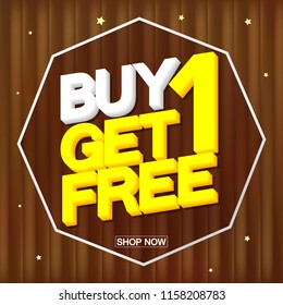 Buy 1 Get 1 Free, Autumn Sale poster design template, vector illustration