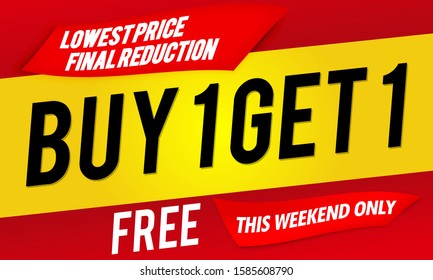 buy 1 get 1 free banner template red