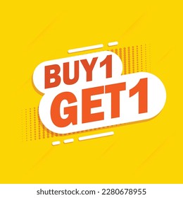 Buy 1 Get 1 free banner. sale banner template modern design color yellow