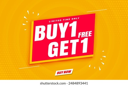 Buy 1 Get 1 free banner template red. modern design red