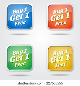 Buy 1 Get 1 Free Colorful Vector Icon Design