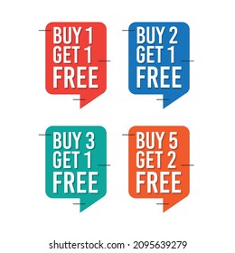 Buy 1 Get Free Discount Label Vector Template Design Illustration