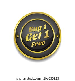 Buy 1 Get 1 Free Glossy Shiny Circular Vector Button
