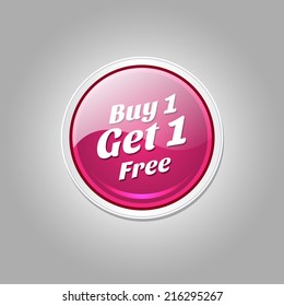 Buy 1 Get 1 Free Glossy Shiny Circular Vector Button