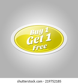 Buy 1 Get 1 Free Glossy Shiny Circular Vector Button