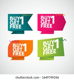 Buy 1 Get Free Label Badge Vector Template Design Illustration