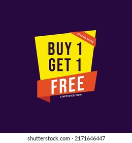 Buy 1 Get 1 Free Label Sale Vector Template Design Illustration