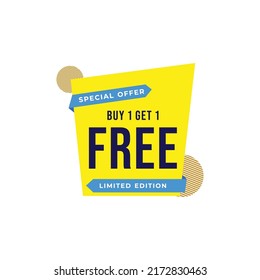 Buy 1 Get 1 Free Label Sale Vector Template Design Illustration