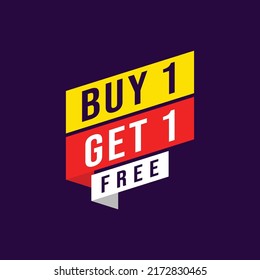 Buy 1 Get 1 Free Label Sale Vector Template Design Illustration
