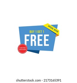 Buy 1 Get 1 Free Label Sale Vector Template Design Illustration