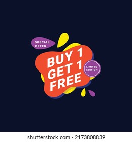 Buy 1 Get 1 Free Label Sale Vector Template Design Illustration