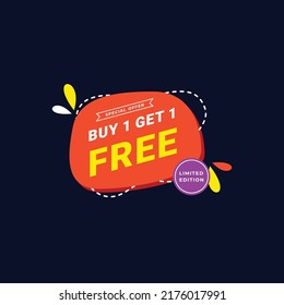 Buy 1 Get 1 Free Label Sale Vector Template Design Illustration