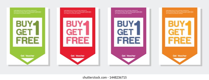 Buy 1 Get 1 Free, moderc sale tag, banner design template, simple banner promotion, vector illustration