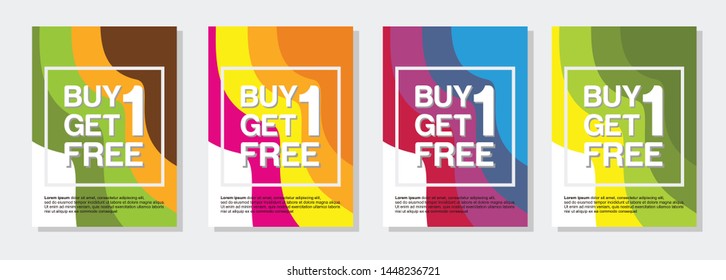 Buy 1 Get 1 Free, moderc sale tag, banner design template, simple banner promotion, vector illustration rainbow eps 10