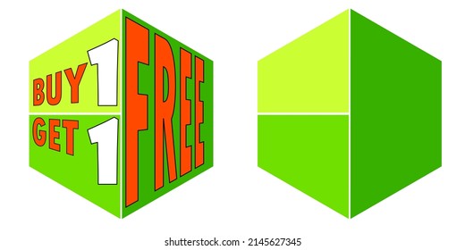 Buy 1 get 1 free promotional vector illustration with one blank template.