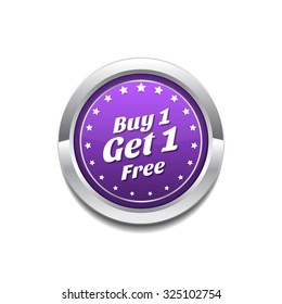 Buy 1 Get 1 Free Purple Circular Vector Button