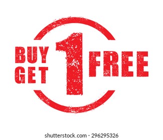 Buy 1 get 1 free rubber stamp, vector