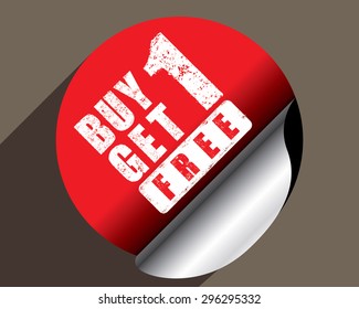 Buy 1 get 1 free rubber stamp, vector