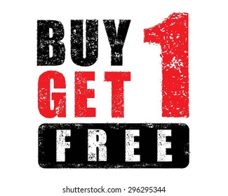 Buy 1 get 1 free rubber stamp, vector