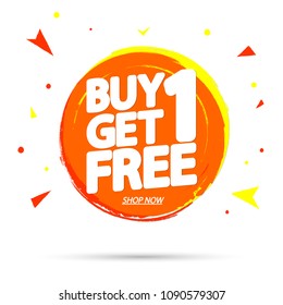 Buy 1 Get 1 Free, sale tag, banner design template, discount app icon, vector illustration svg