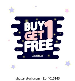 Buy 1 Get 1 Free, Sale banner design template, app icon, discount tag, vector illustration 