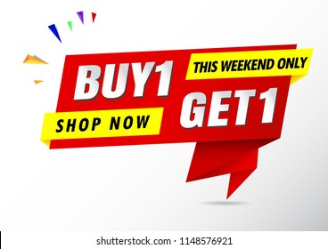 Buy 1 Get 1 Free Sale Banner Red