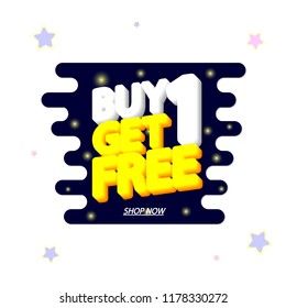 Buy 1 Get 1 Free, Sale banner design template, app icon, discount tag, vector illustration 